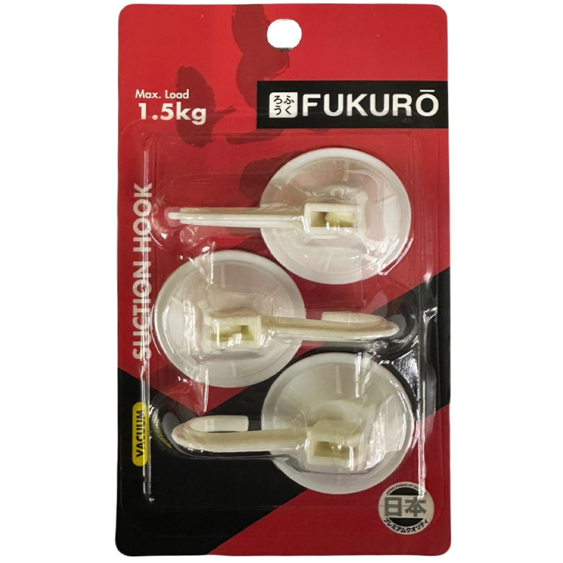 FUKURO Suction Hooks 1.5KG 3PC/PACK